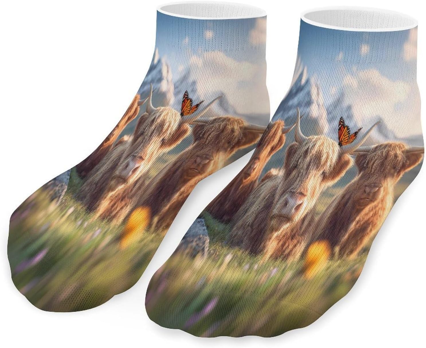Highland Cow Cattle Socks for Men Women 5 Pairs Ankle Socks