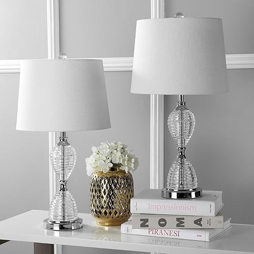Miniatura 4 de JONATHAN Y JYL2045A-SET2 - Juego de 2 lámparas de mesa Aubrey de cristal LED de 24 pulgadas, lámpara de mesa de noche contemporánea para dormitorio,
