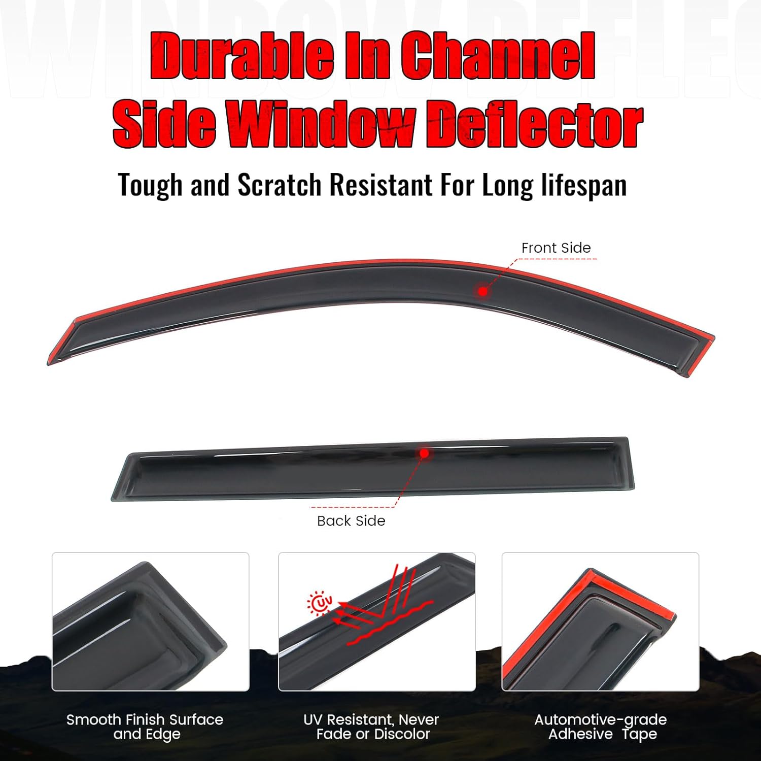 IKON MOTORSPORTS in Channel Window Visors Compatible with 2020-2025 Kia Telluride, Slim Style Acrylic Smoke Rain Guards, Side Window Wind Deflectors 4PCS