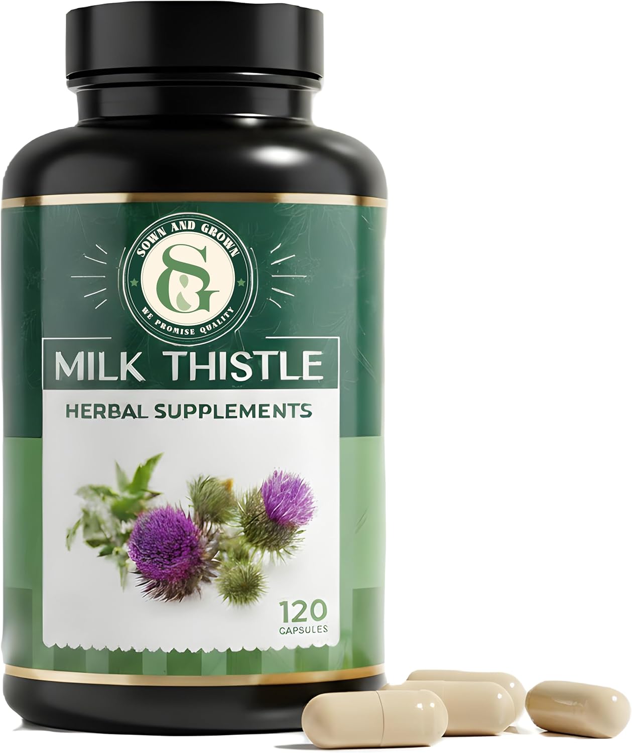 Milk Thistle 250mg- 120 Capsules | Silymarin Extract | with Glutathione, Zinc & Choline | Liver Cleanse Detox & Repair | Gentle Daily Liver Support Supplement