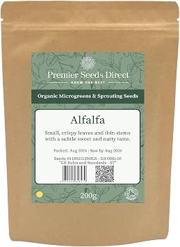 PREMIER SEEDS DIRECT - MICROGREEN/Sprouting Seeds - Alfalfa - Organic 200 Grams