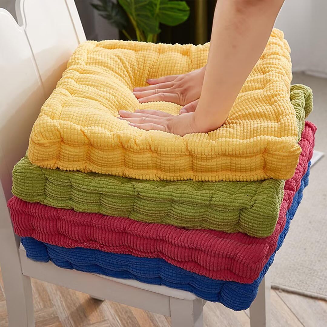 Grube okrągłe poduszki do siedzenia na zewnątrz, zestaw 2 szt. 45 x 45 cm, czerwone podkładki na krzesła do ogrodu, na patio, krzesła i ławki, podkładki stołowe, do futra na zewnątrz