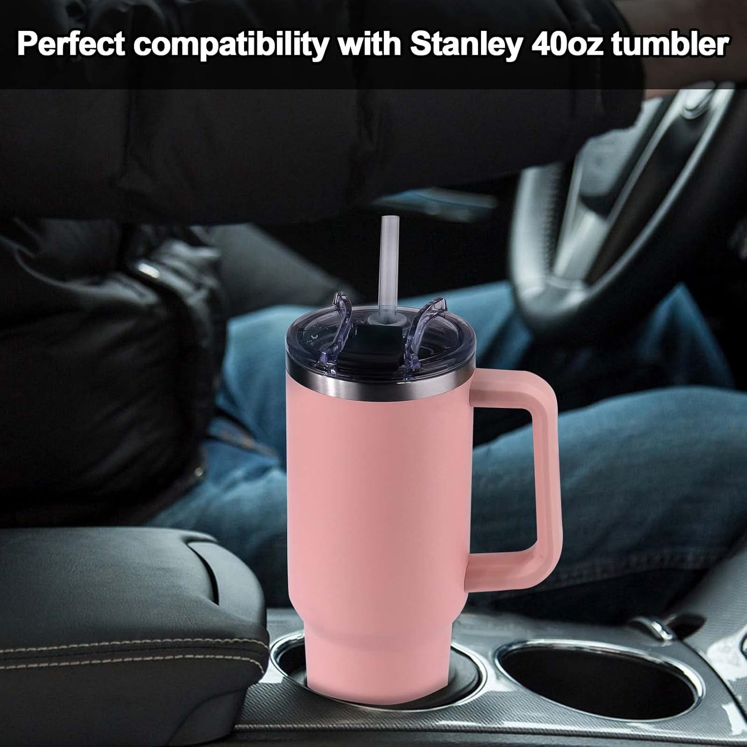 AIERSA 2Pcs Lid Replacement for Stanley Quencher Cup 40 oz Tumbler with Handle, Flip Spill Stopper Lid, Spillproof, Dustproof, Stanley Cup Accessories - Image 2