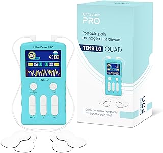 TENS 1.0 (QUAD) - TENS Machine for Physiotherapy - Joint & Muscle Pain Relief - 25 Modes 50 Intensity Levels - Rechargeable - Dual Channel - Travel Friendly - Portable & Lightweight