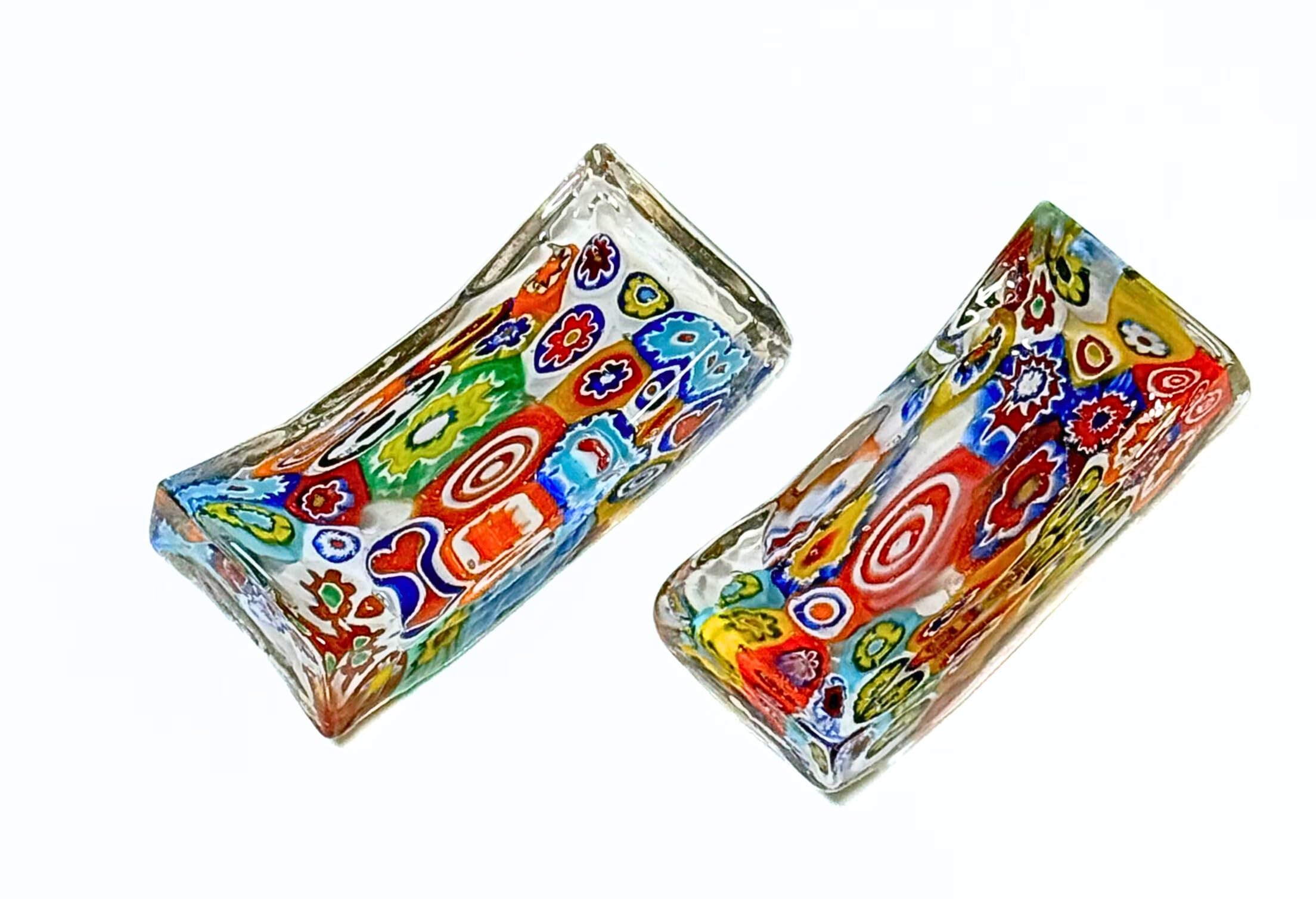 ベネチアンガラス ペア 人形 ミルフィオリ 貴族 ガラス工芸品 置物