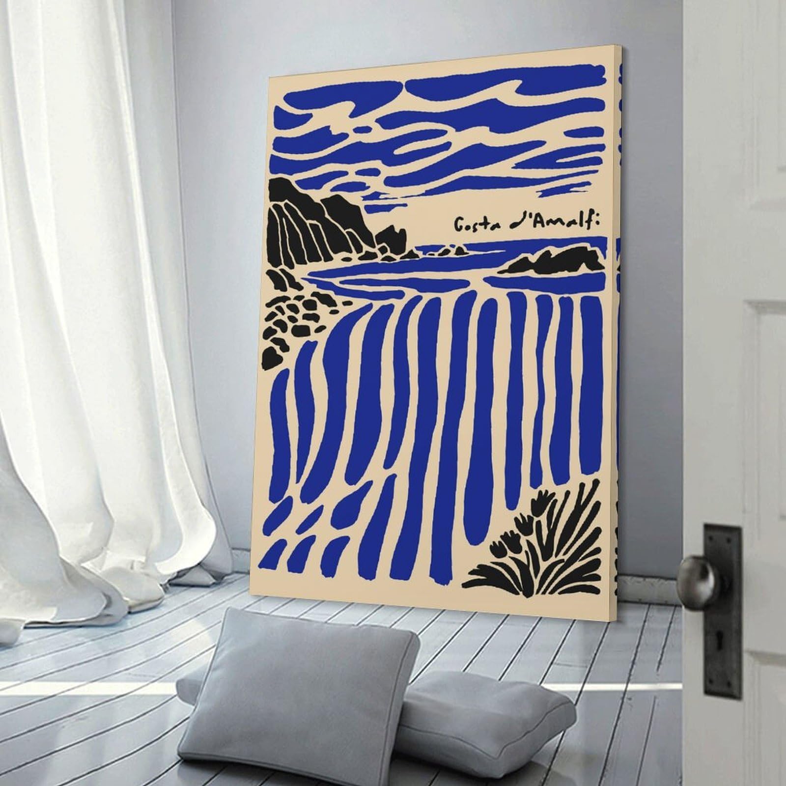 Junmoney Costa DAmalfi Coastal Landscape Canvas Wall Decor, 20x30inch(50x75cm), for New Homes, Bedrooms Or Workspaces, Gift Idea for Housewarming And Birthdays
