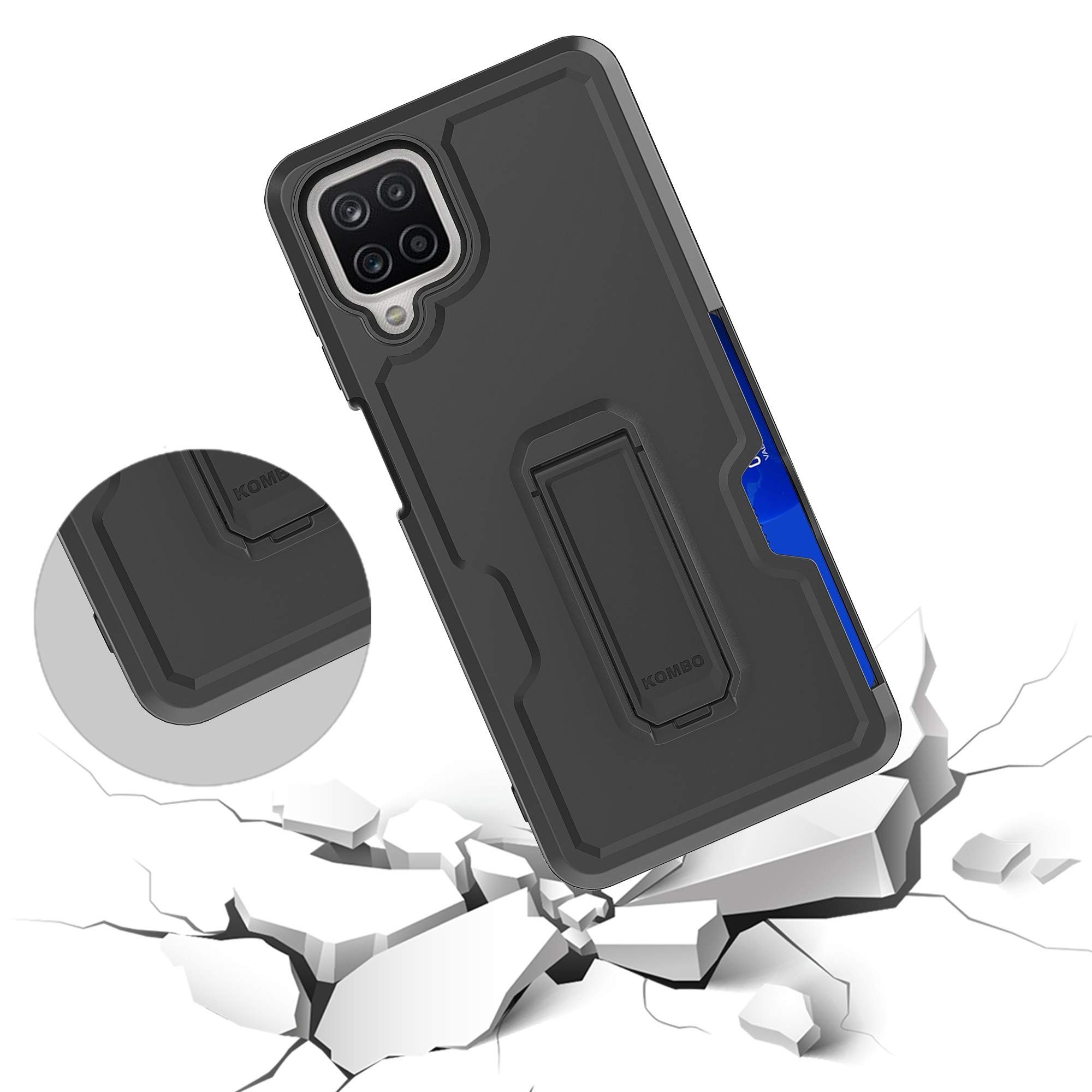 BEYOND CELL Armor Kombo Case Compatible with Samsung Galaxy A12 (6.5”), Hybrid Rugged Heavy Duty Protective Phone Case, Shockproof Drop Protection with Belt Clip Holster & Kickstand.