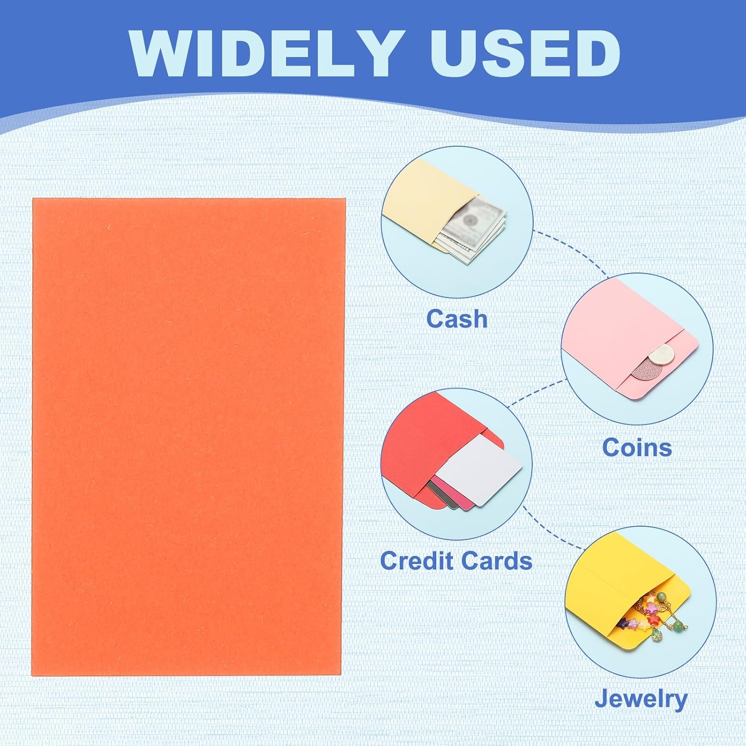 PATIKIL Money Envelope, 50 Pack 3.5" x 2.2" Cash Envelopes Money Holder Bags Budgeting Saving Challenge Letter for Gift Coins Checks Tickets Jewelry Passport Card, Orange image 3