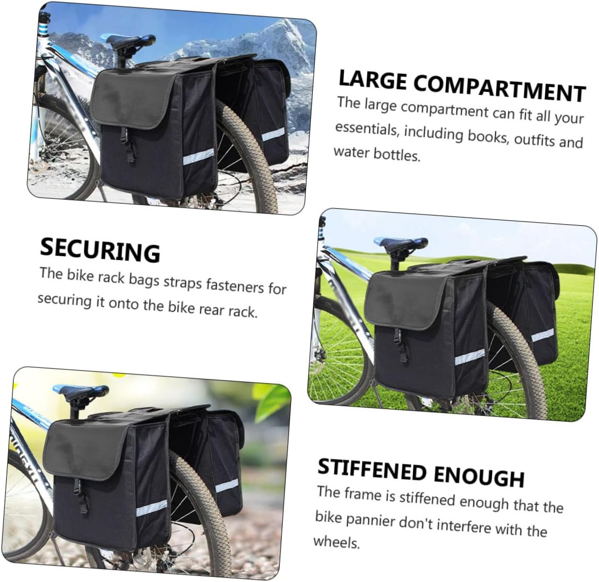 Cycling Pannier Bag Mountain Bike Bags Rear Rack Reflective Stripe Large Compartment