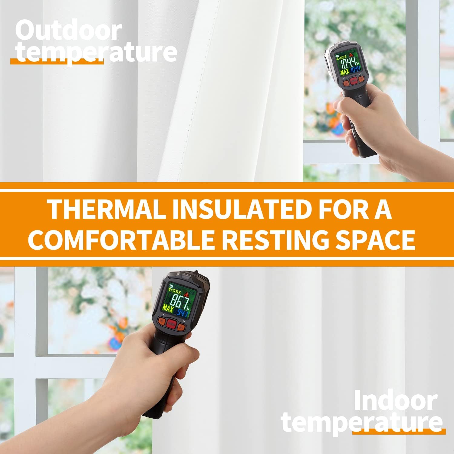 YoungsTex White Linen Blackout Curtains for Bedroom 63 Inch Length, Thermal Insulated Window Drapes Extra Wide with Grommet Full Room Darkening for Winter Living Room, 2 Panels, 60 X 63 Inch