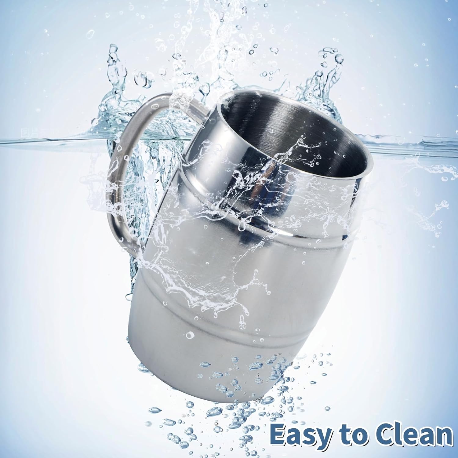 Goaste 4 Pack Stainless Steel Barrel Mugs, 15 OZ Double Walled Beer Stein with Strong Handle, Heat Insulated Metal Drinking Cup, Coffee Tea Camping Travel Tumblers for Hot or Cold Beverages - Image 5