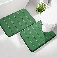 Vista 14 de Juego de 2 alfombrillas de baño para inodoro en forma de U, supersuaves, absorbentes, de secado rápido, alfombras de baño de espuma viscoelástica