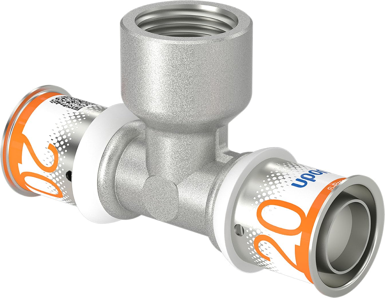 Uponor Grey S-Press Plus Mlc T-Connector With Inner Thread 20 Mm X 1/2 Inch X 20 Mm