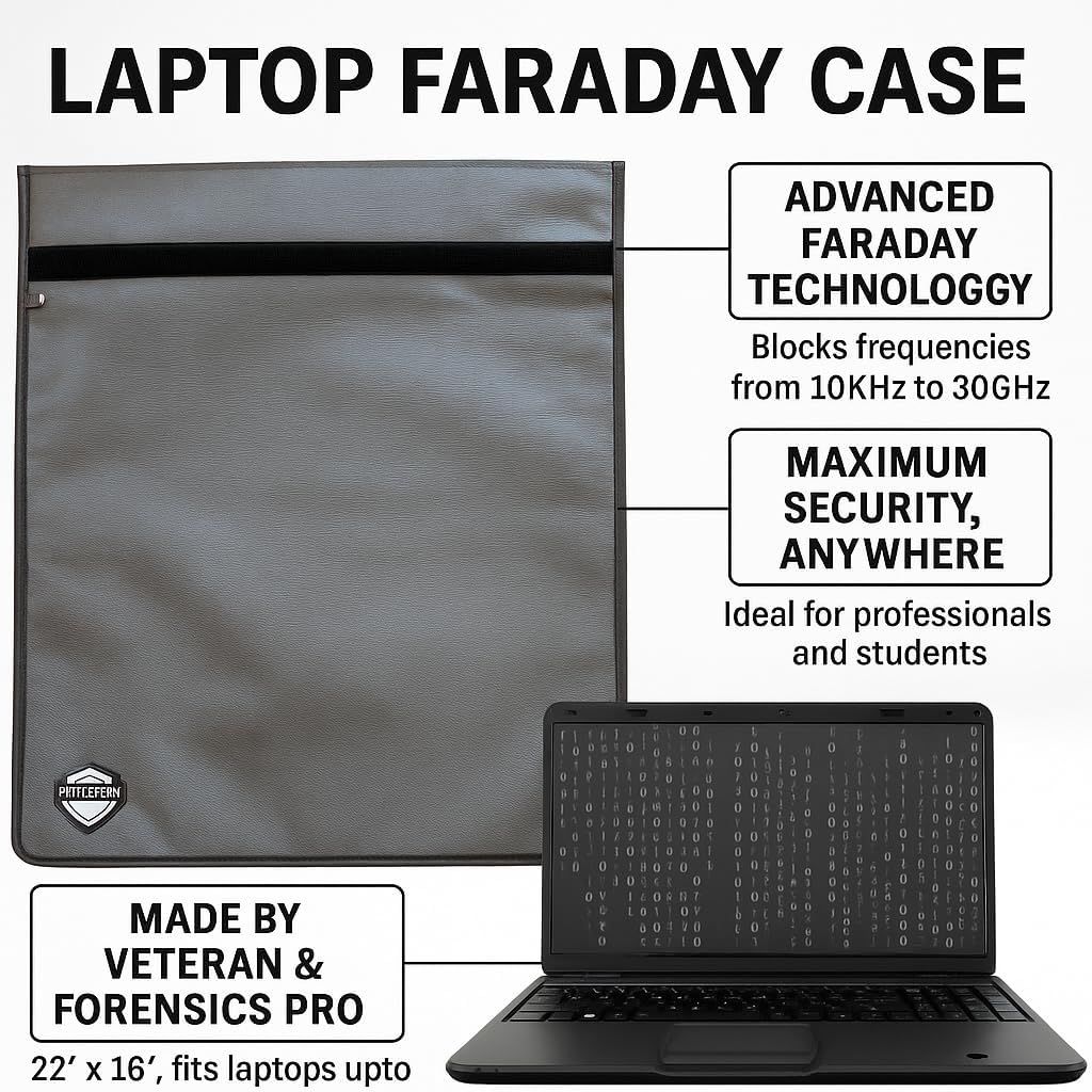 Executive Faraday Laptop Bag 22” x 15” – Enhanced X2 Signal-Blocking Sleeve for Laptops & Tablets – EMF, RFID, WiFi, Cellular, GPS Protection – for Forensic, Privacy & Travel Security (Gunmetal Gray)