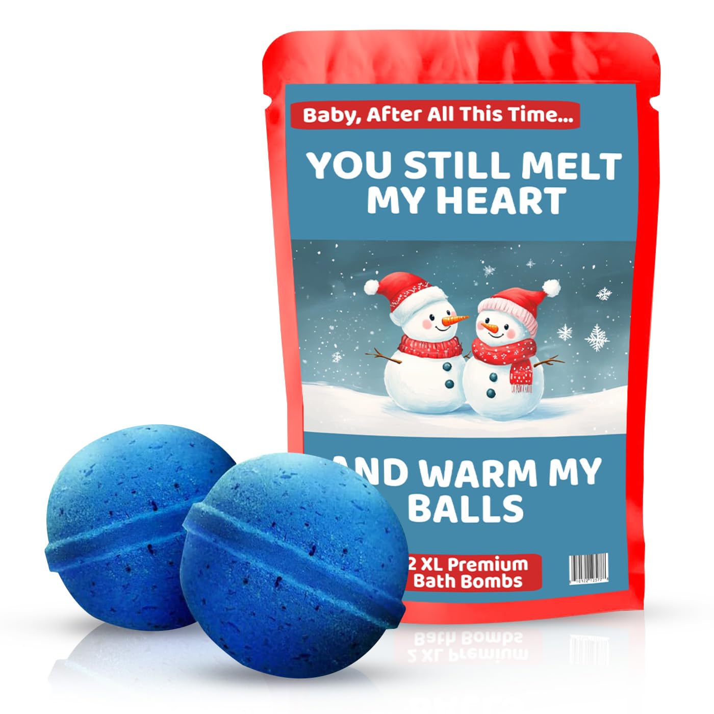 Melt My Heart Bath Bombs Gag Gift for Womens Stocking Stuffers Fun Christmas Crate BRR Basket Ideas Snowman Lovers Winter Home Spa Fizzers, 2 XL Balls