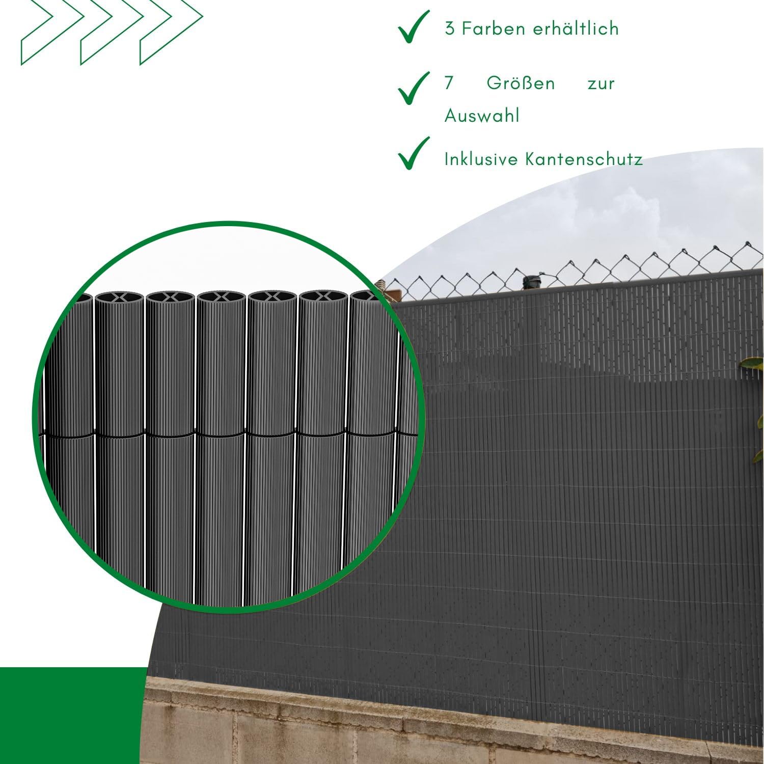 JORON Sichtschutzmatte PVC Sichtschutzzaun Sichtschutz Windschutz für Garten Balkon Terrasse - 120 x 400cm | Anthrazit