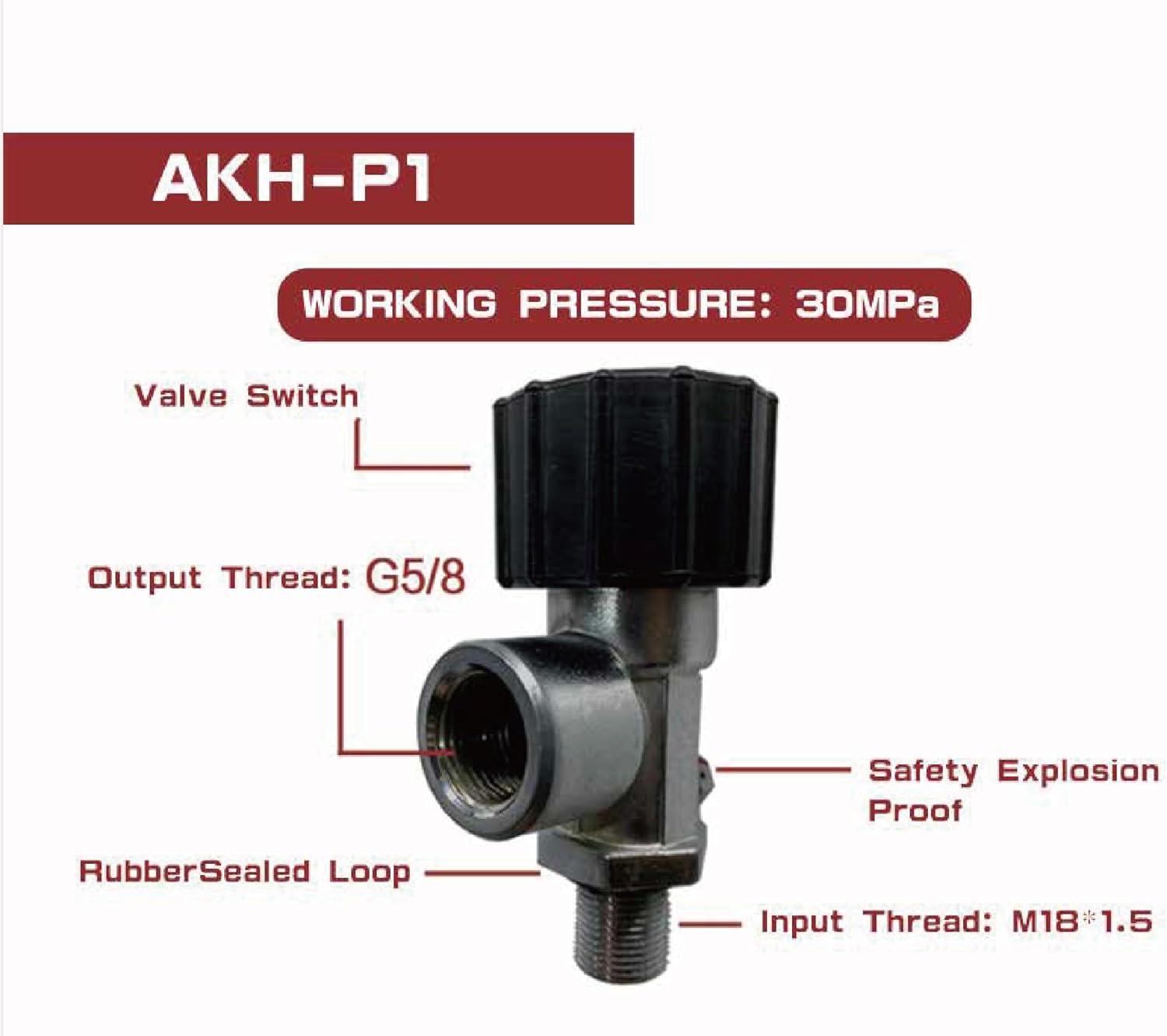 GREOENEL Amor Carbon Fiber Cylinder Valve ON/Off Paintball PCP Airsoft Rifle Tank Bottle 4500psi HPA M18*1.5 Output G5/8