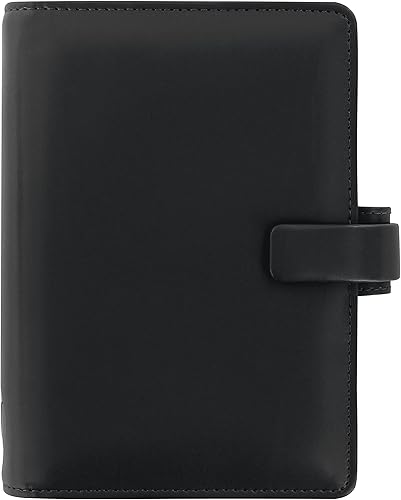 Filofax Metropol - Organizador de tamaño personal, color negro, aspecto de cuero, seis anillos, calendario semanal para ver, multilingüe, 2024