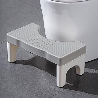 Toilet Stool Poop Stool for Adults and Children, 7" Portable Plastic Squatty Potty for Squatting Posture, Non-Slip Poop Foot Stool for Bathroom, Healthy Gift for Seniors and Kids, Easy to Wash(Grey)