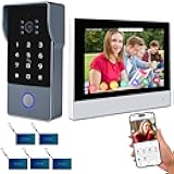 2-Wires Video Intercom System, 7 Inch 1080P WiFi Touch ScreenVideo Doorbell Doorphone System, 32G Card, Snapshot, Monitoring, Code Password Tuya App IC Card Unlock for Home Apartment