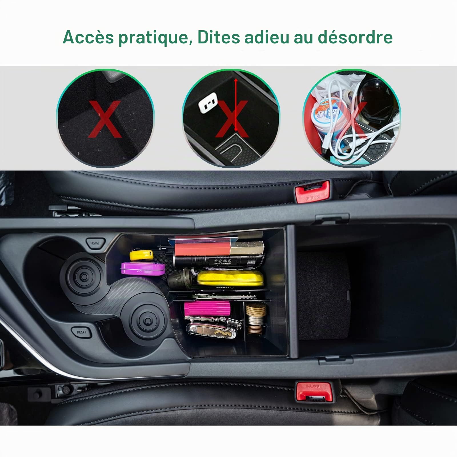 GAFAT Compatible avec Kia Niro SG2 EV HEV Hybrid PHEV e-Niro 2022-2025 2026 Boîte de Rangement Console Centrale, Niro 2025 Organiseur Bac à Gants, Bas de Console Centrale, Niro 2025 Accessoires