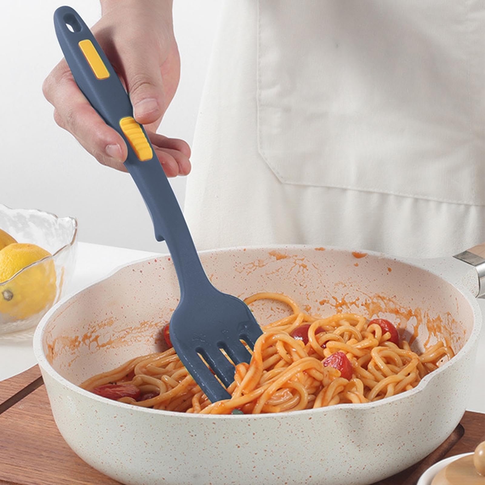 CVNRCLP Blue Heat-Resistant Silicone Fork - Large Multifunctional Cooking Tool for Nonstick Blending and Serving - Image 2