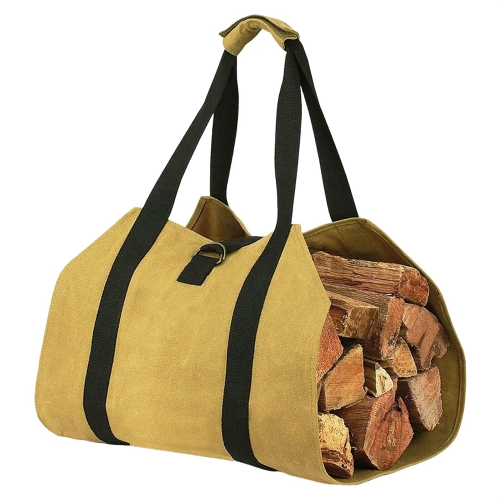 Canvas Firewood Log Carrier, Yellow Canvas Firewood Storage Bag 99x46cm