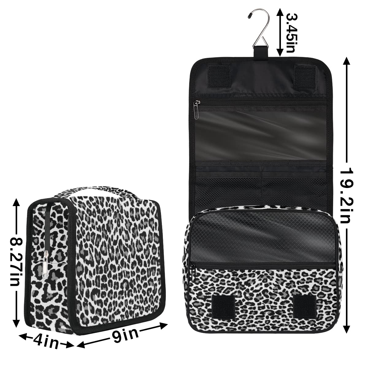 Podróżna kosmetyczka w panterkę czarna lampart nadruk torba do mycia torebka unisex wiszące przybory toaletowe organizer na kosmetyki, wielobarwny, Jeden rozmiar