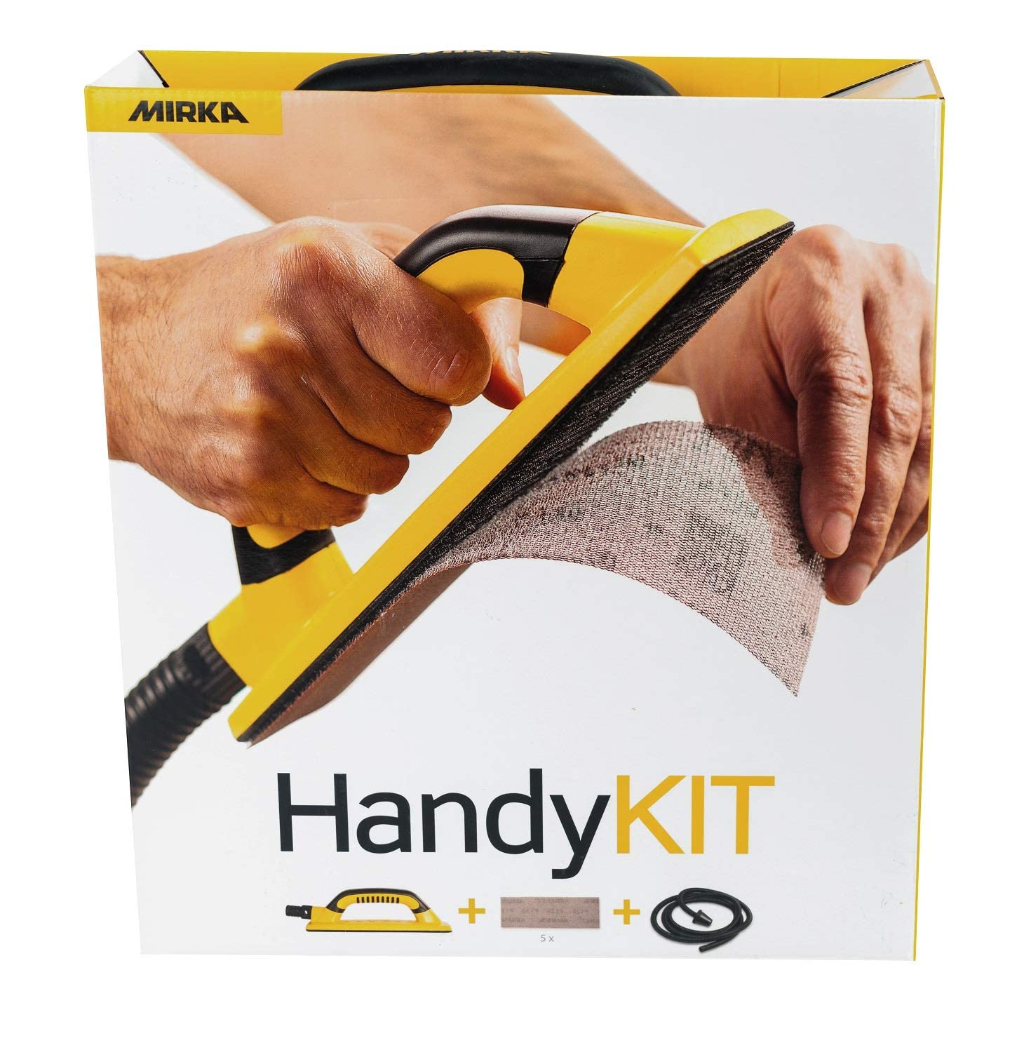 Mirka Handy Starter-Kit per levigatrici manuali I Set di blocchi di levigatura con aspirazione incl. tubo flessibile di aspirazione da 4 m e 5x Mirka Abranet a strappo grana P80 P120 P180