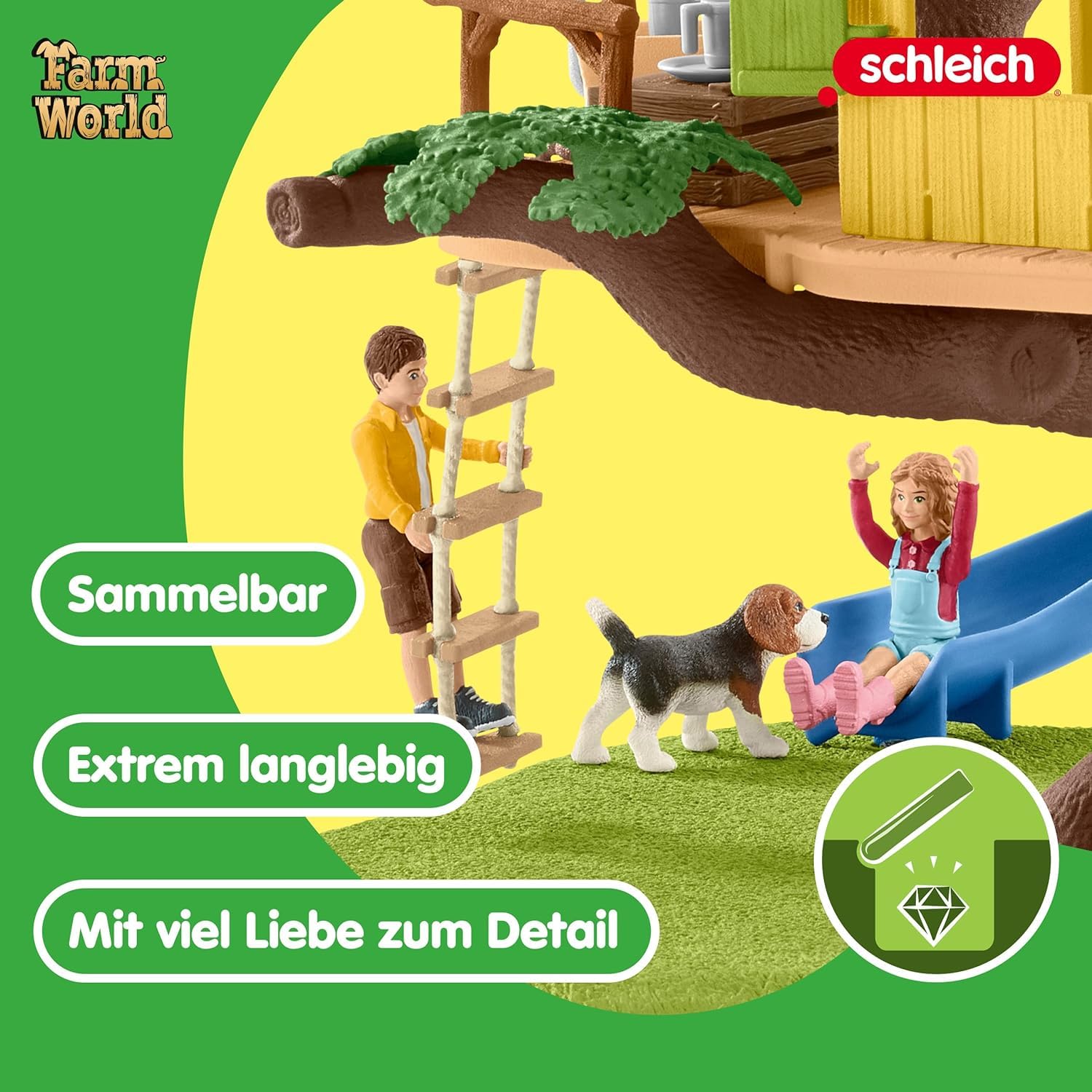 Schleich Farm World | Abenteuer Baumhaus 42408 | 28 Teile | Spielset ab 3 Jahren | Set mit Figuren, vielen Funktionen und zahlreichem Zubehör | schleich Bauernhof Spielfigur