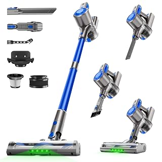 Cordless Vacuum Cleaner for Home, Powerful Stick Vacuum with Rechargeable Battery, Green Light Anti-Tangle Brush, 6-in-1 Lightweight Handheld Vacuum for Pet Hair, Hard Floor, Carpet, Blue - Amazon product rated Grade A
