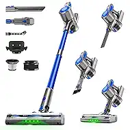 Honki Cordless Vacuum Cleaner for Home, Powerful Stick Vacuum with Rechargeable Battery, Green Light Anti-Tangle Brush, 6-in-1 Lightweight Handheld Vacuum for Pet Hair, Hard Floor, Carpet