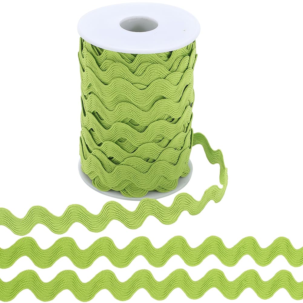 GORGECRAFT 25 Yards 10mm Rick Rack Trim RIC Rac Wavy Ribbon Wave Bending Fringe Trim Yellow Green Polyester Zig Zag Braid Trimming Lace Braid Edging Trim for DIY Sewing Crafts Hair Bow Home Decor โ image 1