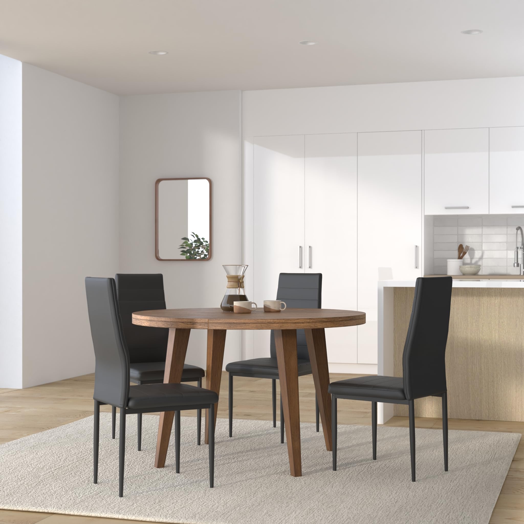 [en.casa] Set di 2 Sedie da Sala Pranzo Sedie Eleganti con Schienale Alto e Sedute Imbottite Rivestimento in Similpelle - Nero