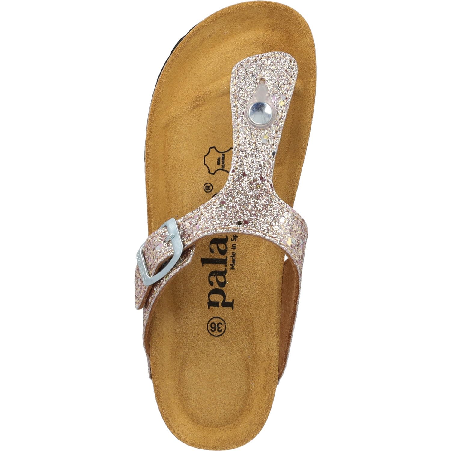 Palado Mädchen Zehentrenner Kids Kos G Glitzer – coole Sandalen Made in Spain - bequeme Hausschuhe mit Glitzer - modische Sommerschuhe
