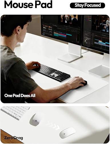 Miniatura 4 de YSAGi Protector de escritorio de cuero, tapete de oficina, alfombrilla grande para mouse, secante de cuero PU antideslizante, escritorio para