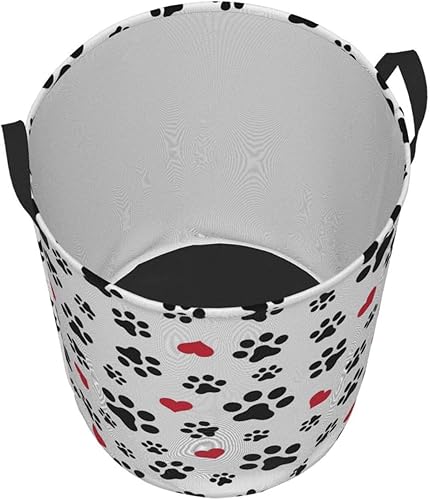 Miniatura 3 de Foruidea Cesta de lavandería con diseño de pata de gato y corazón, para cachorros, cesta de almacenamiento plegable, cesta de ropa de tela Oxford,