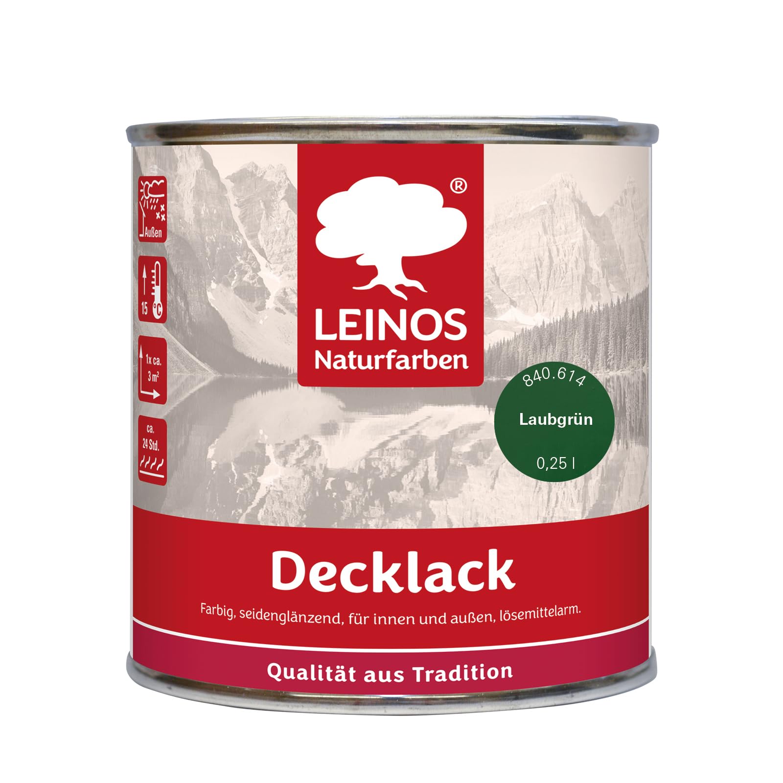 Barniz impermeable LEINOS 840 verde follaje de alta cobertura para proteger madera y gres