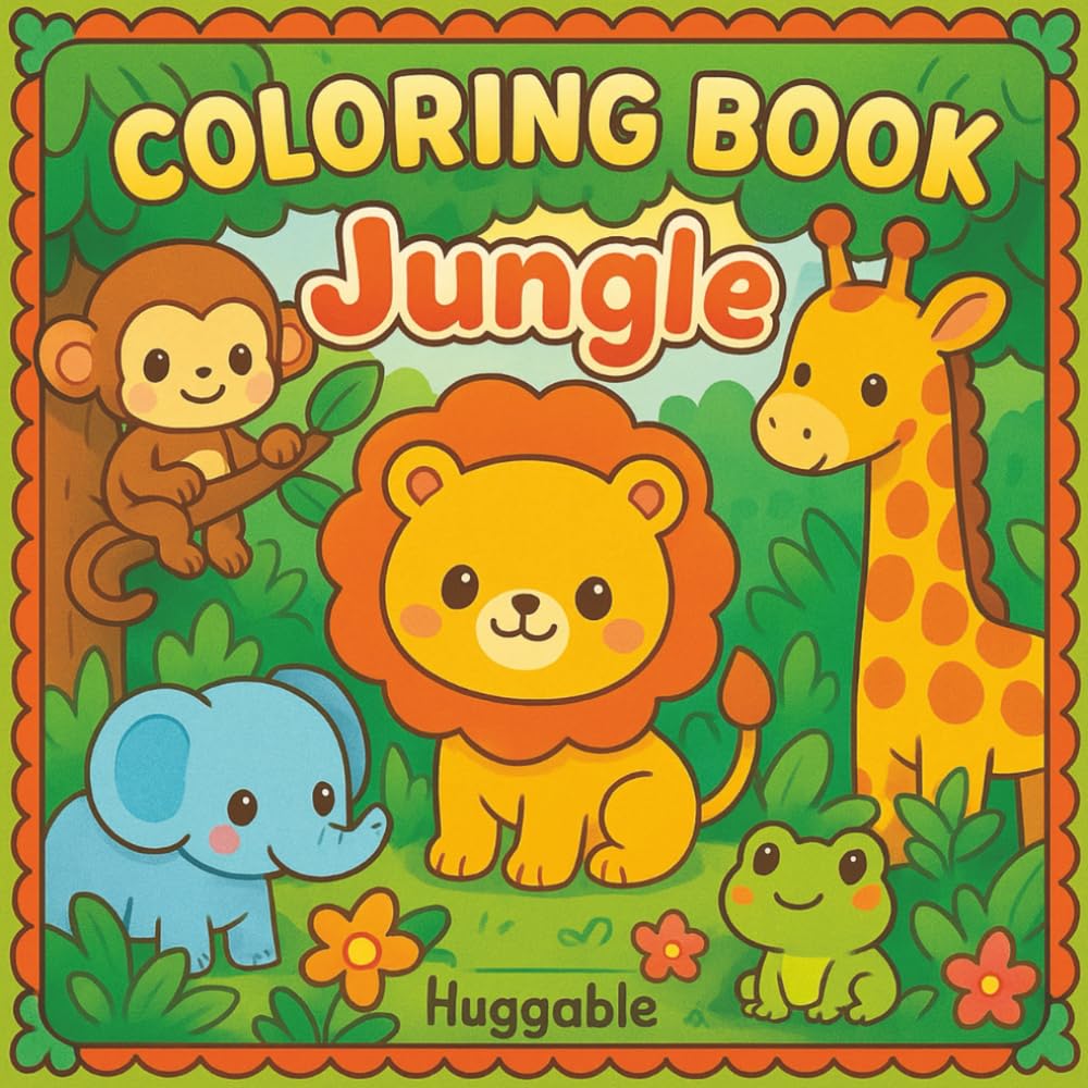 Jungle Cuties Coloring Book: Huggable Coloring Book: 40 Adorable Kawaii Animals to Color and Love