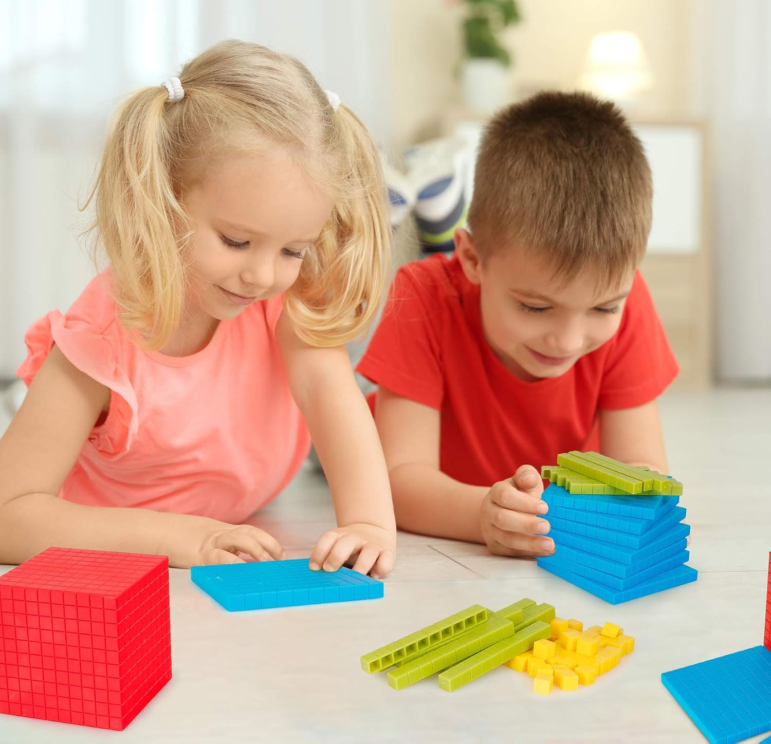 NEOROD 121 PCS Base Ten Blocks for Math Manipulatives Plastic Differentiated Math Counters Class Set, Math Cubes, Kindergarten 1st Grade 2nd 3rd Grade…