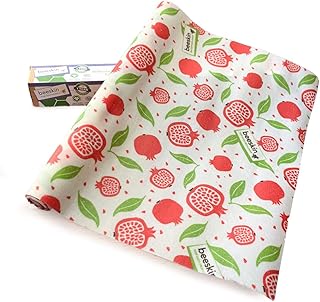 beeskin Bienenwachstuch Rolle zum Frischhalten & Aufbewahren von Lebensmitteln – Flexibel zuschneidbares Wachspapier – 30x95 cm (Pomgranate)