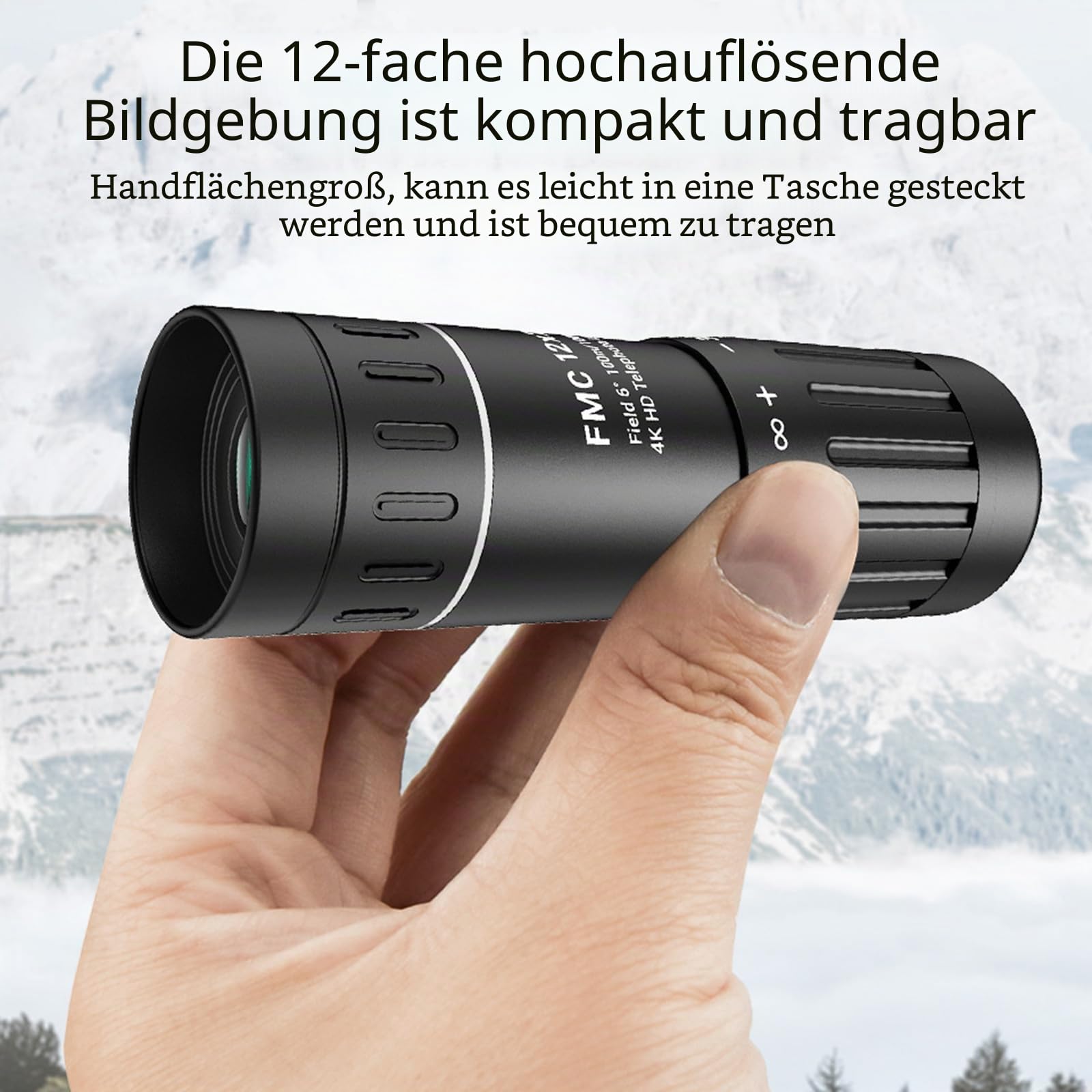Precisions Optischer Entfernungsmesser Monokular 12-fach vergrößern leichte Entfernungsmesser für Beobachtung im Freien & Entfernungsmessung Sichtabsehen Monokular
