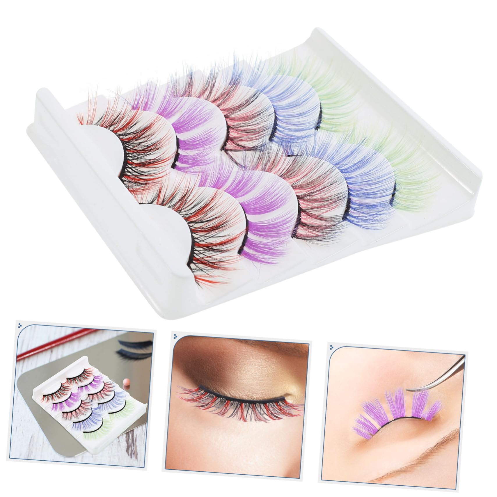 Housoutil 5 Set Di Ciglia Finte Vivide Per Ragazze Estensioni Per Il Trucco Ciglia Cosmetiche Da Donna 5 Paia*5