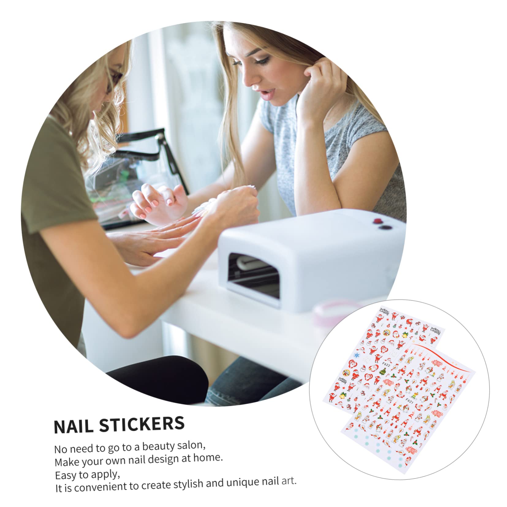 Healeved 18fogli Adesivi Natale Per Unghie Di Sticker Autoadesivi Per Decorazioni Con Tema Santa Claus Facili Da Applicare Design e Resistente Perfetti Per Nail Art Festiva
