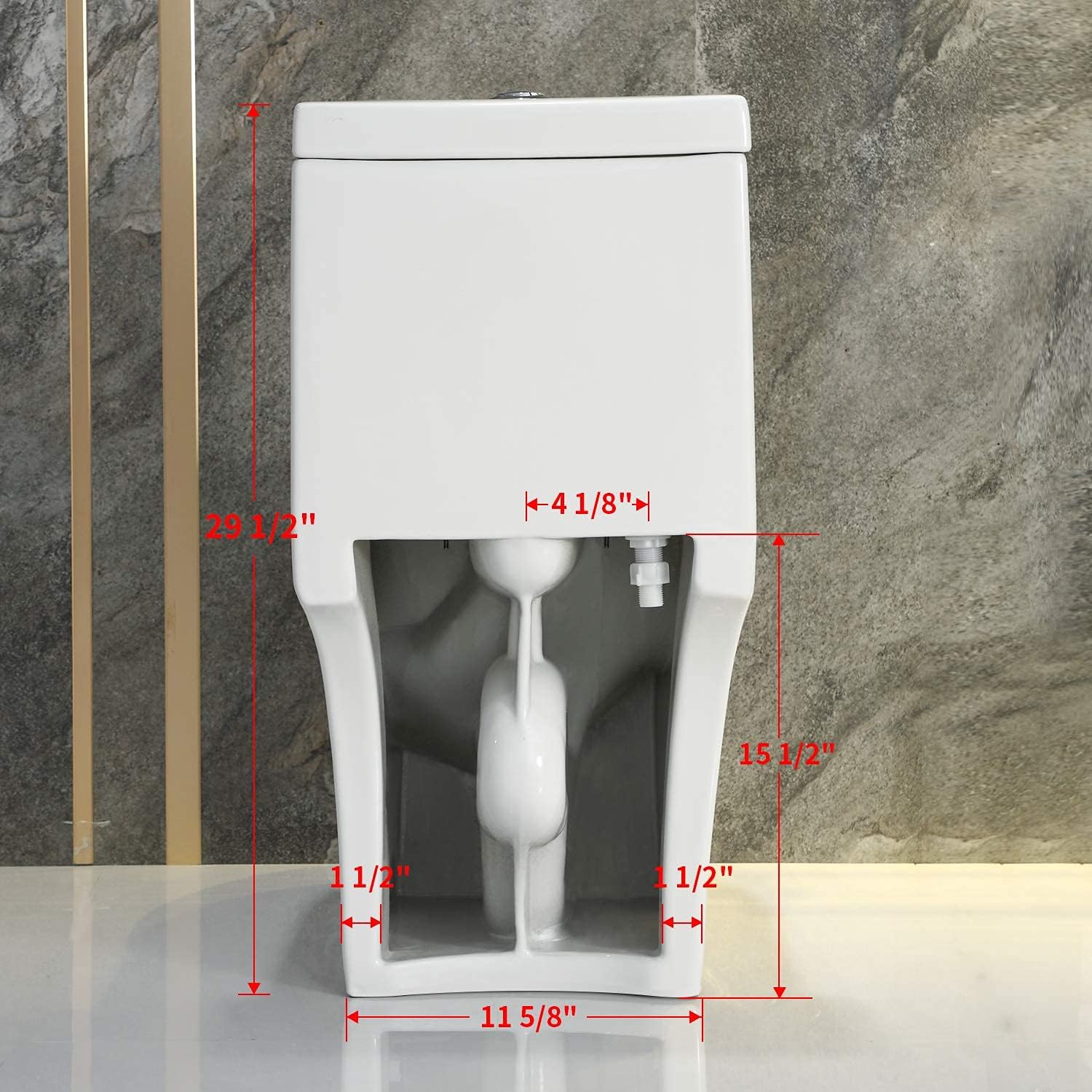 HOROW T0337W One Piece Toilet, White Ceramic Standard Comfort Height Elongated Toilet Dual Flush 1.28 GPF with Soft Closing and Quick Release Toilet Seat, 12'' Rough-in - - 
