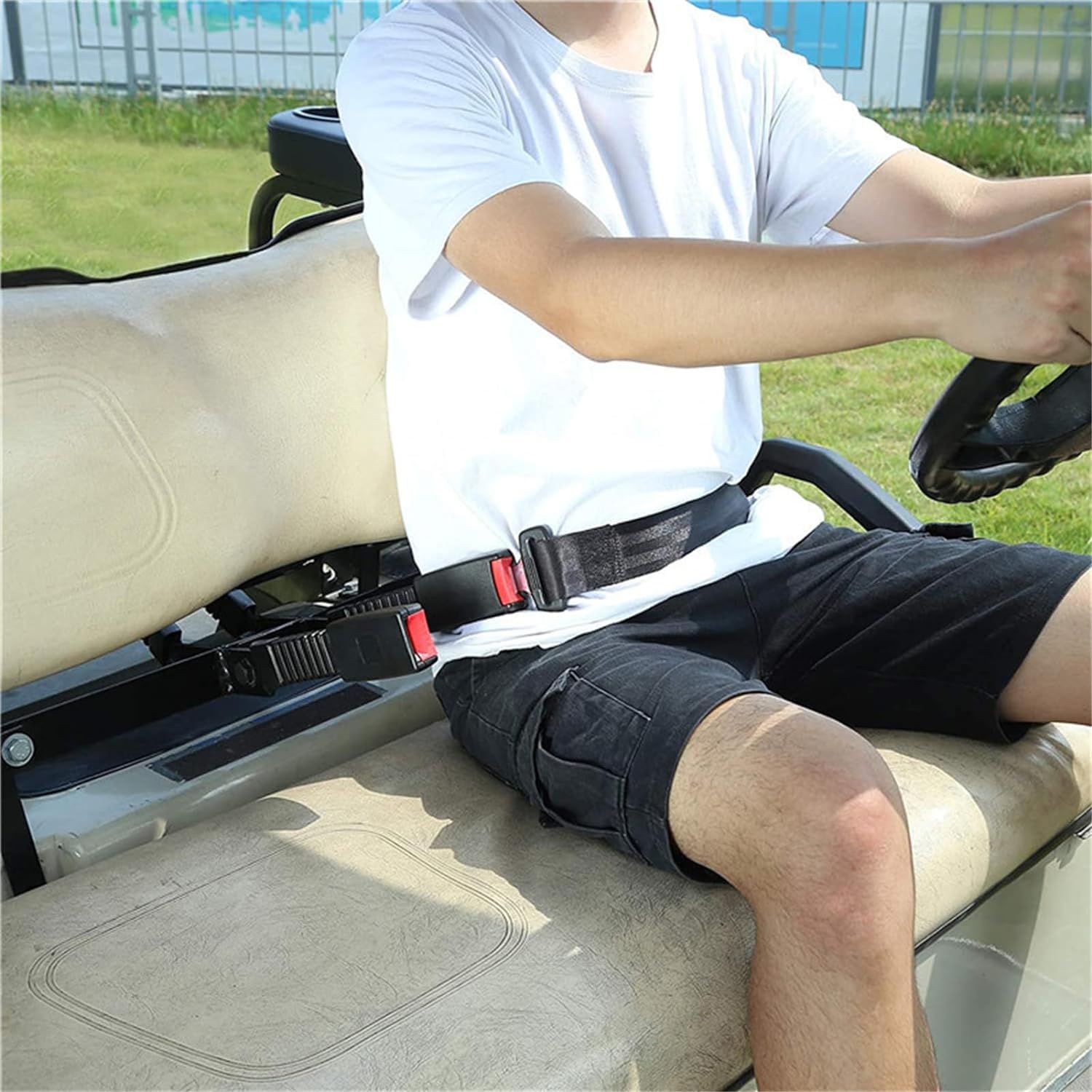 Generic Cinturón Universal Ajustable y Extensible de 3Pt, Compatible con la mayoría de los carros de Golf, Utvs, VR y Camiones,Azul