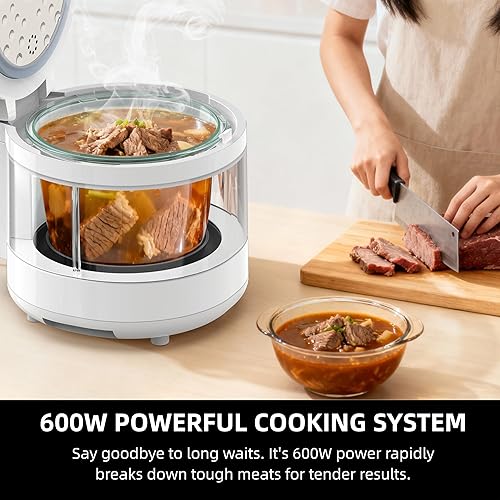 Miniatura 3 de Olla arrocera baja en carbohidratos, baja en azúcar, olla interior de 6 tazas de revestimiento cero, cesta de vapor de acero inoxidable,