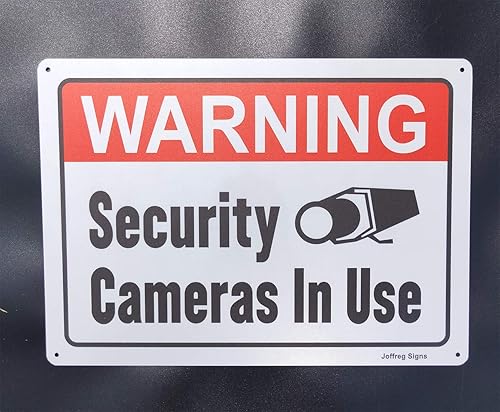 Miniatura 8 de Joffreg Señal de advertencia de cámaras de seguridad en uso, 14 x 10 pulgadas, aluminio reflectante, impresión UV, resistente a la intemperie,