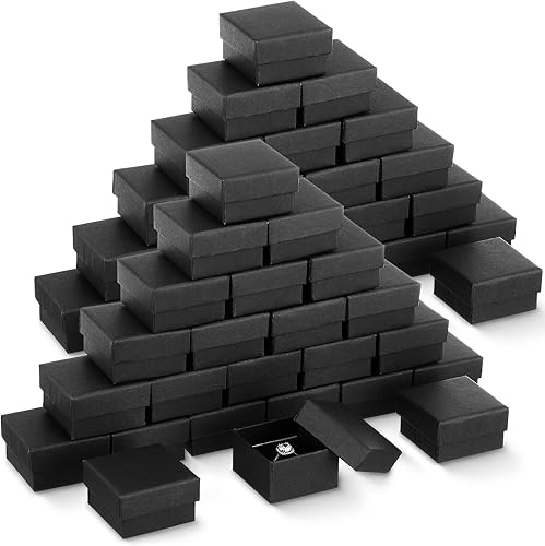 Yinkin 72 cajas de regalo de joyería, cajas de cartón para joyas, cojín de espuma de embalaje, caja de regalo cuadrada para anillo, collar, aretes,
