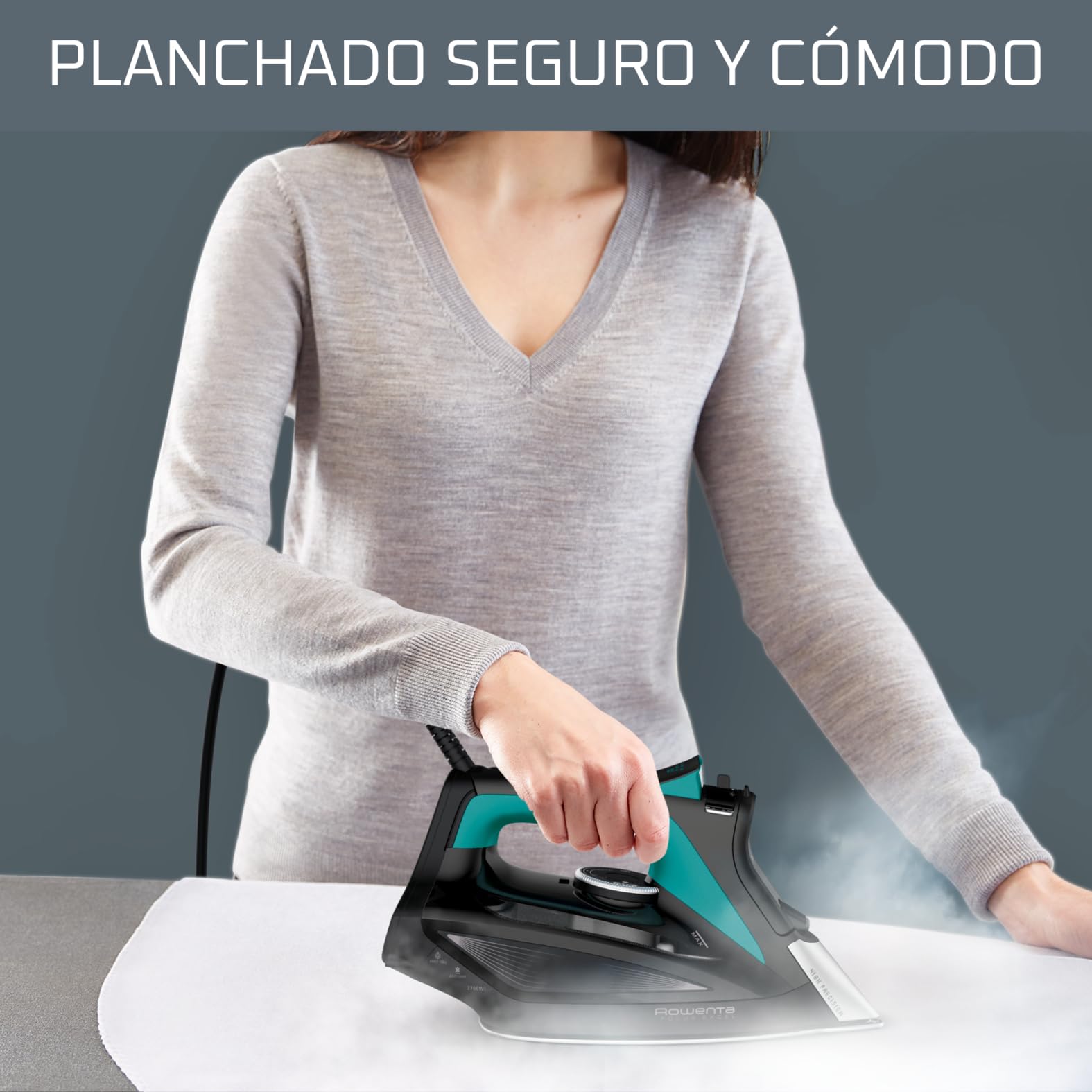 Rowenta Focus Excel - Plancha de Vapor 2700 W | Suela Microsteam 400 HD, Vapor 45 g/min, Golpe 200 g/min, Punta Precisa, Antigoteo, Eco, Depósito 300 ml, Vapor Vertical (Reacondicionado)